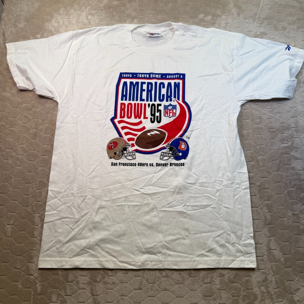 VTG Tokyo American Bowl '95 49ers Broncos Reebok‎ Shirt Sz XL Single Stitch DS